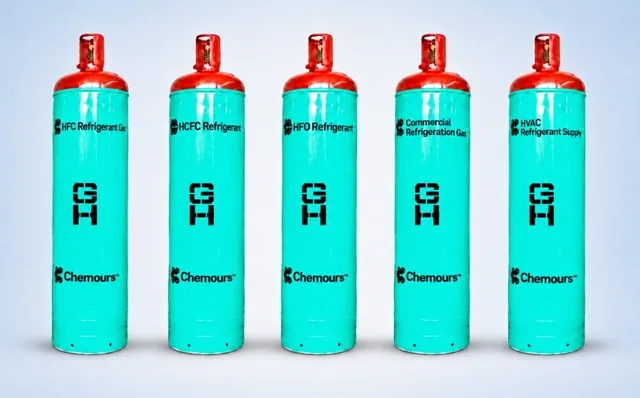 Bulk gas cylinders in a supply warehouse